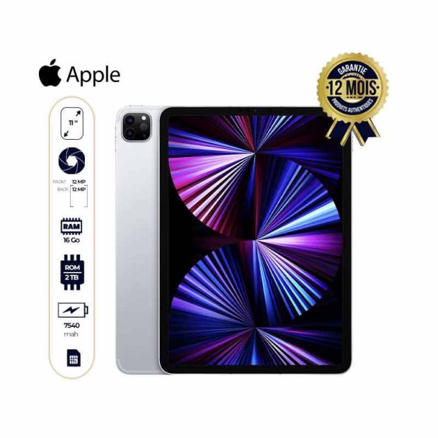 iPad Pro 11 pouces (Wi-Fi + cellulaire, 2 To) Apple 2021- 01 ans de garantie