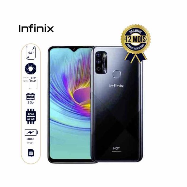 INFINIX HOT 10 LITE - Smartphone - 32Go/2Go RAM - 13MP/8MP - 5000mAh - 6,6" - 4G - Dual Sim - 12 mois