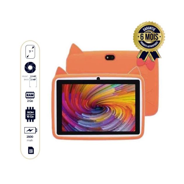Tablette éducative Bébé Tab B62 - 7 pouces - 16Go/2Go - 3MP/1.3MP - 2500mah
