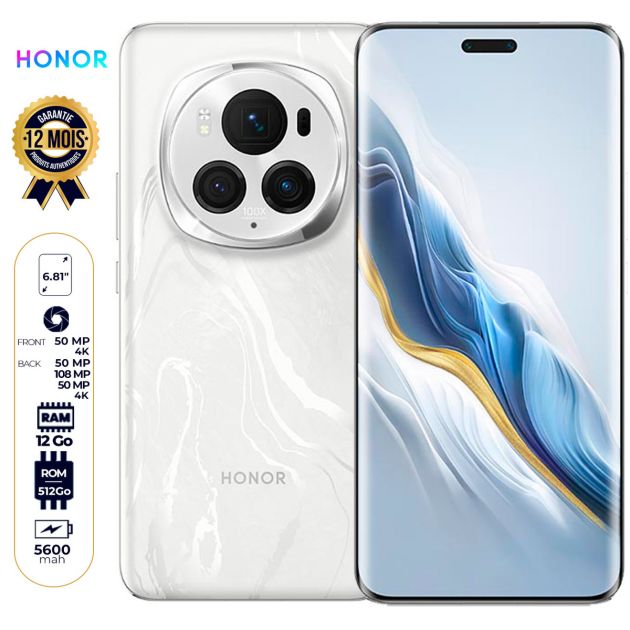 Honor Magic 6 Pro - 512 Go - 12Go RAM - 6,8'' - Double Nano SIM - 50MP+108MP+50 MP /50MP - 5600 mAh - Garantie 12 mois