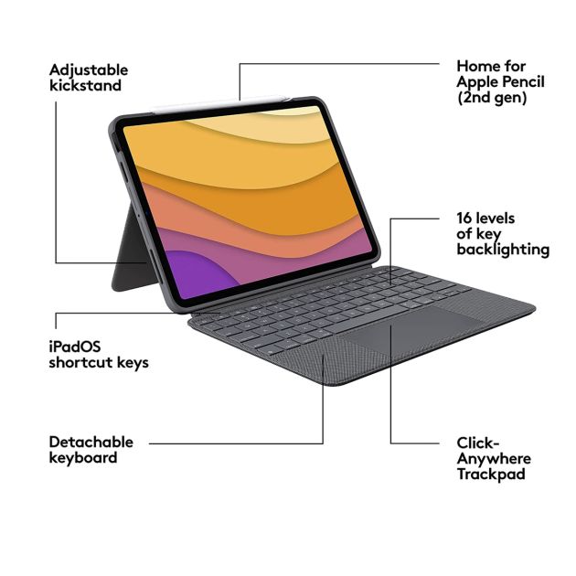 Logitech Combo Touch (iPad Air 4e/5e génération 2020, 2022) - Étui clavier rétroéclairé pour iPad Air - Livraison entre 5 et 10 jours - 6 Mois