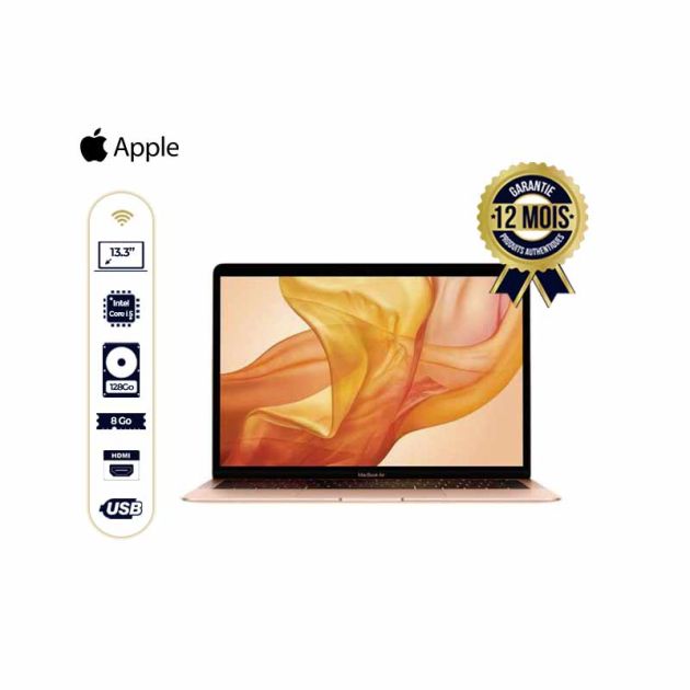 MacBook Air MVFM2 2019 - 13.3" - 8Go/128Go SSD - Intel core i5 - 1,6 GHz - Or - 12 mois de garantie