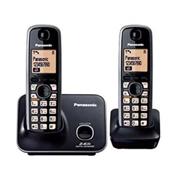 Panasonic KX-TG3712 - Téléphone fixe sans fil  à 2 Combinés - Noir