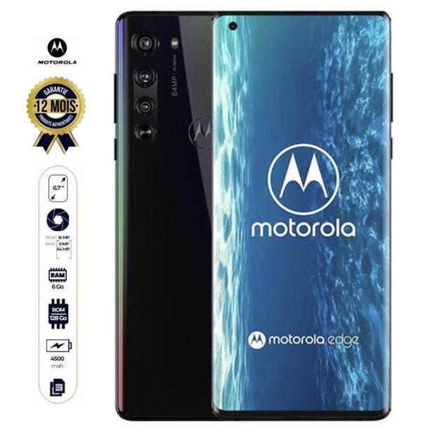 Smartphone Motorola EDGE (livaison 2-5 jours) - 128Go/6Go - 6.7 - 64MP - 4500mAh - Dualnanosim - 12 mois de garantie