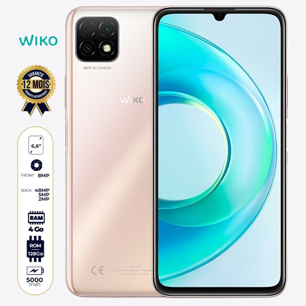 Smartphone Wiko T3 - 128 Go/4Go RAM - 6.6" - 48MP+5MP+2MP/8MP - 5000 mAh - Dual Nano SIM - Garantie 12 Mois