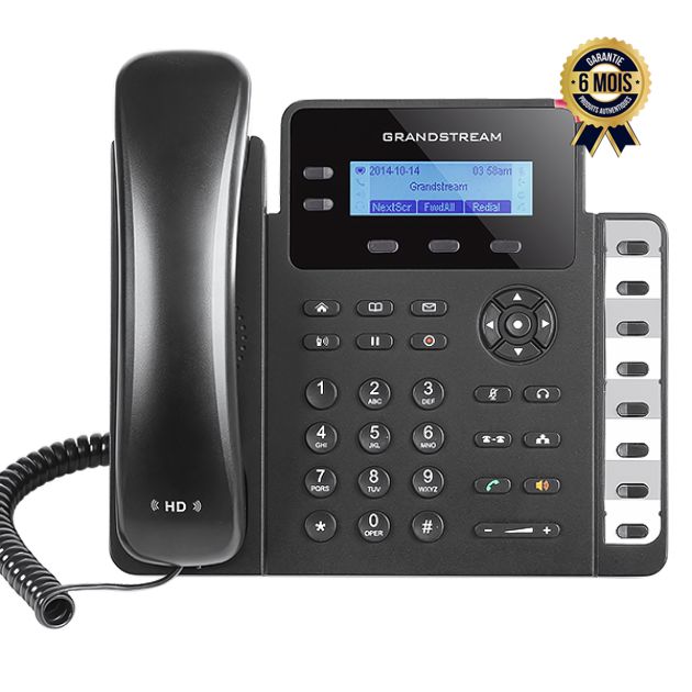 Téléphone SIP 2 lignes - Grandstream GXP1628 - Port Gigabit - 6 Mois