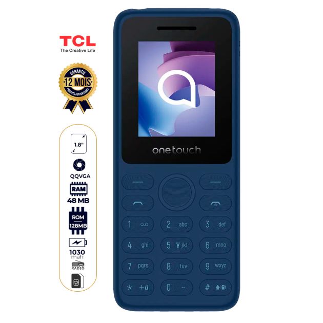 Téléphone TCL Onetouch 4041 - 1030mAh - 1.8" - 2 SIM - Connectivité 4G rapide - Appareil photo pratique - Garantie 12 Mois