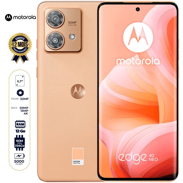 Motorola Edge 40 Néo - 256 Go - 12 Go RAM - 6.55" - Dual Nano SIM - 50 MP + 13 MP/32MP - 5000 mAh - Garantie 12 Mois