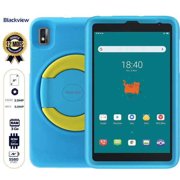 Tablette Enfant - Blackview Tab 6 Kids - Wifi - 8'' - 32 Go - 3Go RAM - 1 Nano SIM - 5MP / 2MP - 5580mAh - 12 Mois Garantie