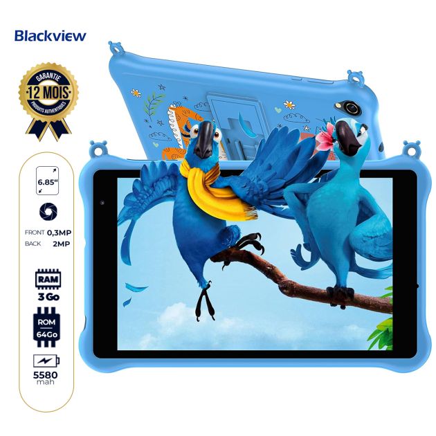 Tablette pour enfants Blackview Tab 50 - Prends uniquement le Wifi - 64Go - 3Go RAM - 8 pouces - 2MP/0.3MP - 5580 mAh - Contrôle parentale - Garantie 12 Mois