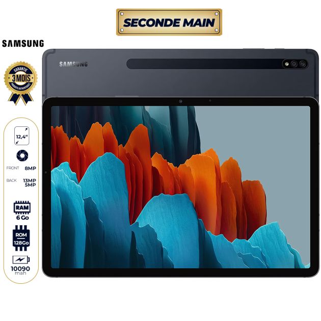 Tablette Samsung Galaxy Tab S7+ Seconde Main - 128 Go - 6Go RAM - 12.4" -  13MP + 5MP/ 8MP - 10900mAh - Spen Garantie 3 Mois