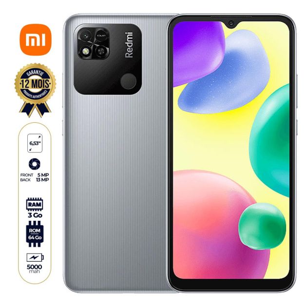 Xiaomi Redmi 10A - 6.53" - 64Go/3Go - 2 SIM - 13MP/5MP - 5000mAh - Version Globale - 12 mois de garantie