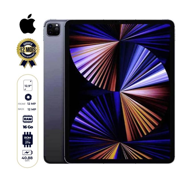 2021 Apple 12.9 pouces iPad Pro Wi‑Fi + Cellular - 2To/16Go - iPadOS 14.5.1 -  Apple M1 - 1 Nano sim - 12MP/12MP - Garantie 12 mois