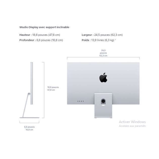 Affichage en studio - Apple - 12 mois de garantie - Livraison 7 à 20  jours 
