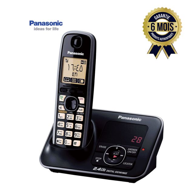 Téléphone sans fil Panasonic KX-TG3721BX5 - Avec répondeur numérique - 6 Mois
