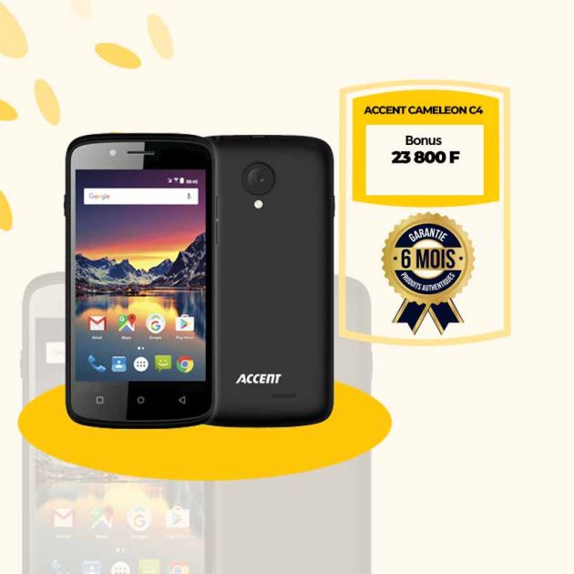 ACCENT CAMELEON C4 - Smartphone - 4Go Rom/512Mo RAM - 5MP - 1400mAh - 4.2" - 3G - Dual Sim - 6 mois