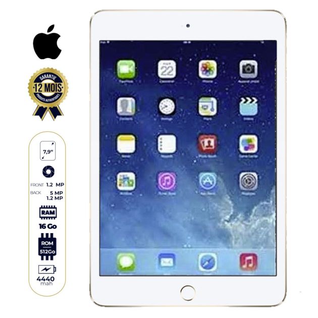 Apple iPad mini 4 tablette - 7.9" - 16Go/512Mo - 5MP/1.2MP - 4440 mAh - 12 mois de garantie