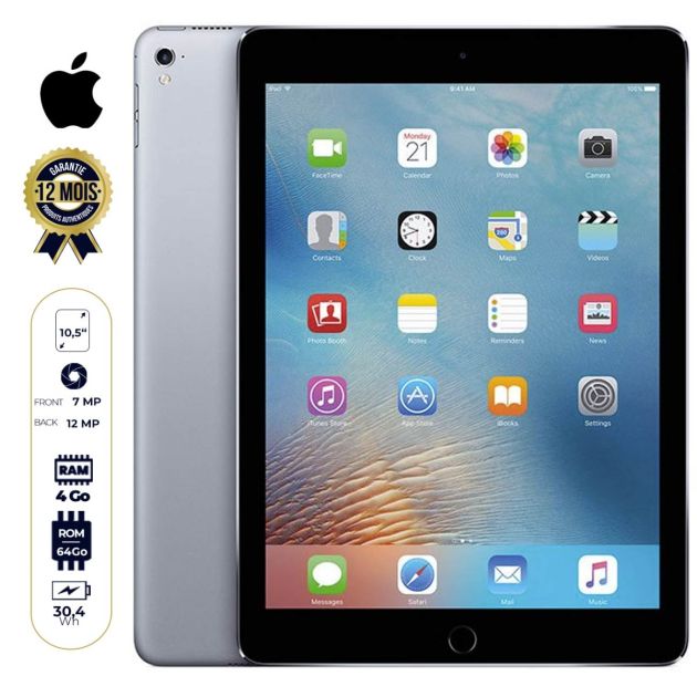 Apple iPad Pro - 10,5" - 64Go/4Go Ram - 12MP/7MP - Gris - 12 mois de garantie