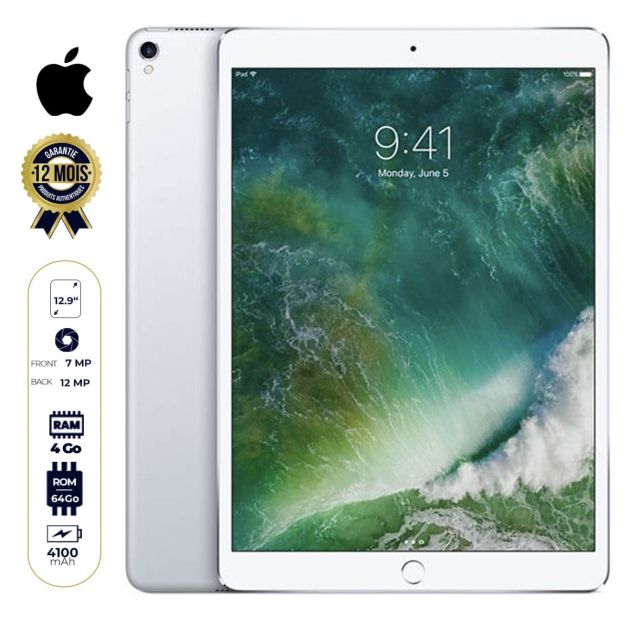 Apple iPad Pro - 12.9" - 64Go/4Go Ram - 12MP/7MP - 4100mAh - Gris - 06 mois de garantie