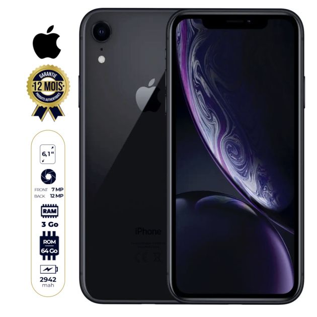 APPLE IPHONE XR - 64Go - Processeur Apple A12 Bionic - Noir