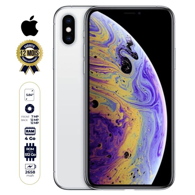 Apple iphone Xs – 512Go/4Go RAM - Nano-sim - Blanc