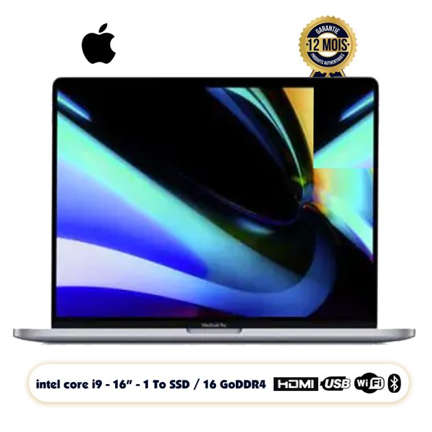 Apple MacBook Pro 2019 - 1To SSD/16Go DDR4  - Ecran 16" - Avec barre tactile - Intel Core i9 (2,3 GHz) à 8 cœurs -  Garantie 12 Mois 