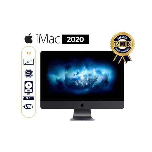 Apple iMac - 27" -  Retina 5K - Intel Xeon W - 3,0 GHz - 1To ssd/32Go Ram - 12 mois de garantie - livraison 3 à 5 Jours