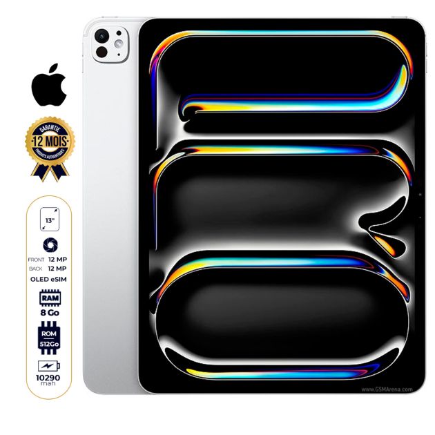 Apple iPad Pro M4 2024 - 1To - 8Go RAM - Ecran 13 '' Ultra Retina - 1 eSIM - 12MP/12MP - 10290mAh - Garantie 12 mois