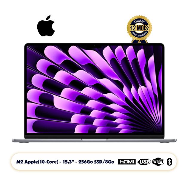 Apple MacBook Air 2023 - 256 Go SSD NVMe / 8Go RAM - écran Liquid Retina 15.3" - Apple M2 - Wi-Fi 6 + Bluetooth 5.3 - Autonomie 18h -  macOS - Garantie 12 Mois  Qwerty ( Livré sous 3 semaines )