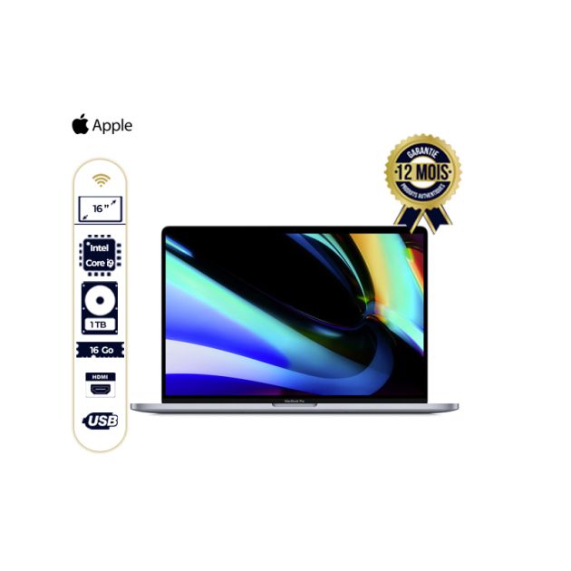 Apple MacBook Pro 2019 - 1To SSD/16Go DDR4  - Ecran 16" - Avec barre tactile - Intel Core i9 (2,3 GHz) à 8 cœurs -  Garantie 12 Mois 
