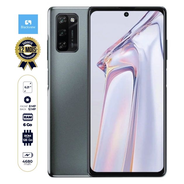 BLACKVIEW A100 - Smartphone - 128Go/6Go - 6.21" - DUAL nano sim - 4680mAh - 12MP/8MP  - Garantie 12 mois