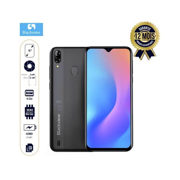 BlackView A60 Plus - Smartphone - 64Go/4Go - 6.0" - dual nano sim - 8MP - 4080mAh - Garantie 12 mois