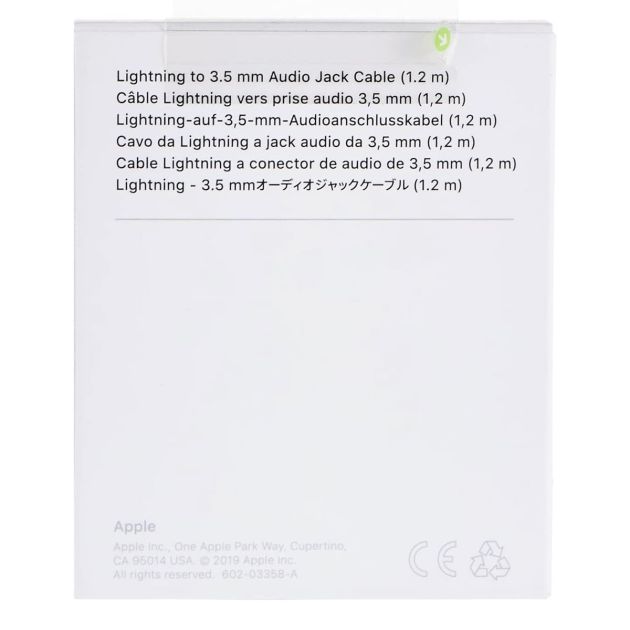 Câble audio Apple Lightning vers 3,5 mm - 1,2 mètre - Blanc - 06 mois garantie