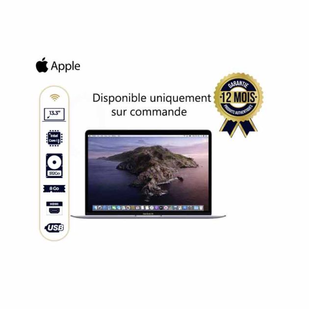 Macbook Air 2020 - MVH42FN/A - 13'' - Intel core i5 - 512Go/8Go Ram - Silver - 12 mois - sur commande