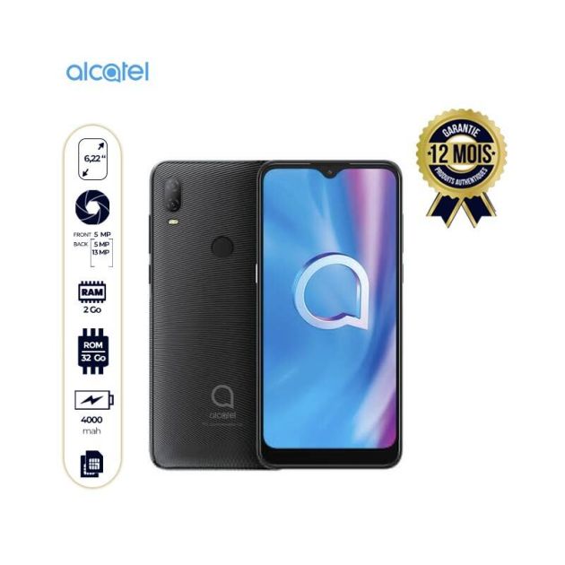 ALCATEL 1V 2020 -Smartphone - 32/2Go -13MP+5MP/5MP - 4000mAh - Mois