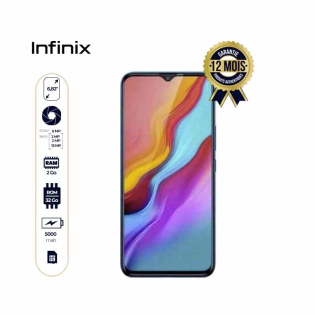 Smartphone Infinix HOT 9 Play 32Gb+2GB - 6,82 pouces - 13 MP - 6000MAH - 12 mois de garantie