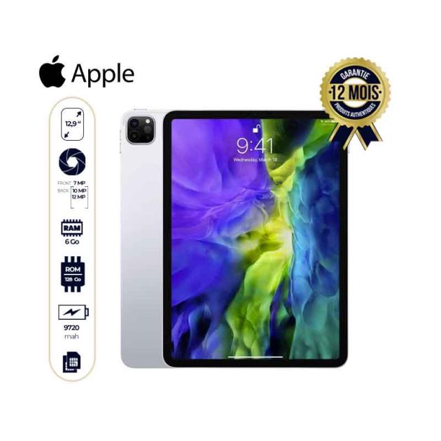 Ipad Pro 2020 12,9 Pouces - Apple - 128Go/6Go RAM  - 12,9" - 12MP - 9720mAh - Nano Sim- Noir