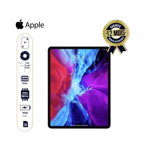 Ipad Pro 2020 11 Pouces - Apple - 128Go Rom - 6Go RAM  - 11" - 12MP - 9720mAh - Nano Sim