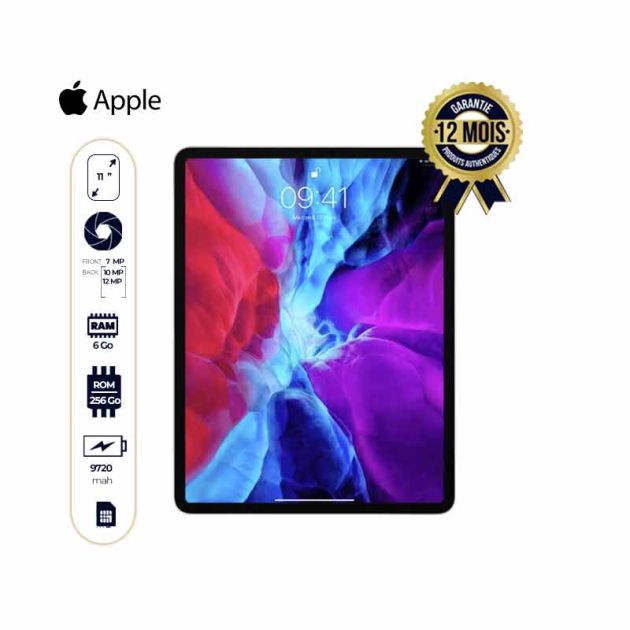 Ipad Pro 2020 11 Pouces - Apple - 256Go Rom - 6Go RAM  - 11" - 12MP - 9720mAh - Nano Sim