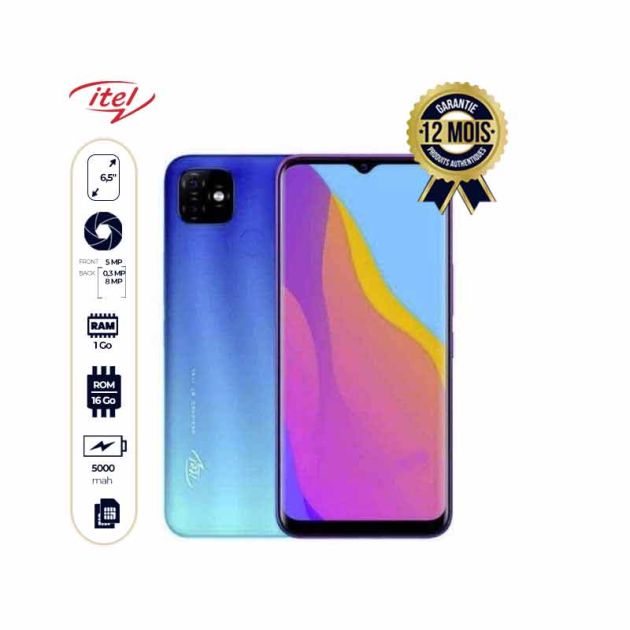 Itel P36 - 16Go/1Go RAM - 8MP - 5000mAh - 6,5" - Dual Sim - Bleu