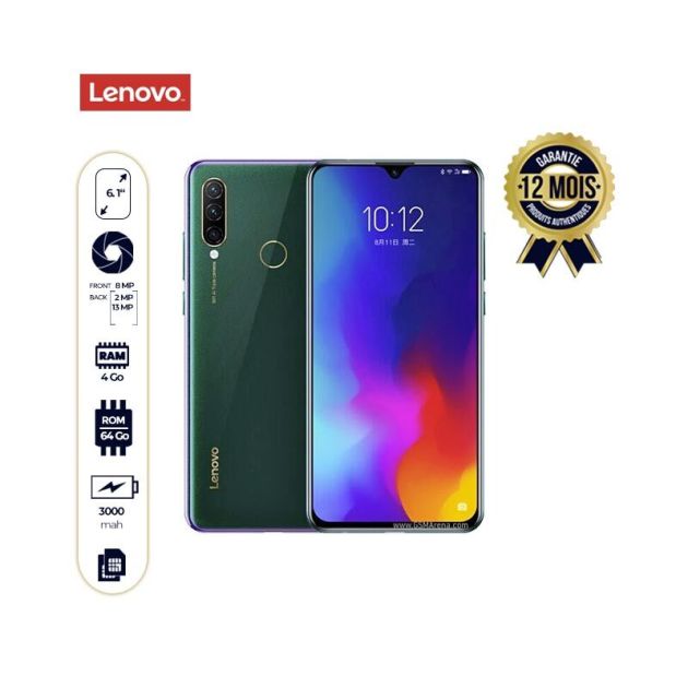 LENOVO K10 - smartphone - 64/4gbGo - 13MP+2MP/8MP - 3000mah - 12 Mois