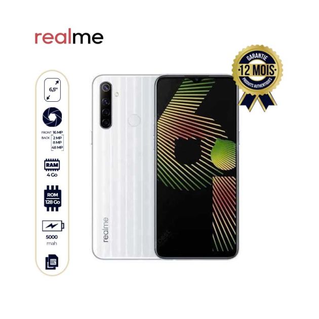 Smartphone Realme 6i 128Go/ 4Go RAM - 48 Mp - 5000MAh -  (delai de livraison 2-5jours) - 12 Mois de garantie