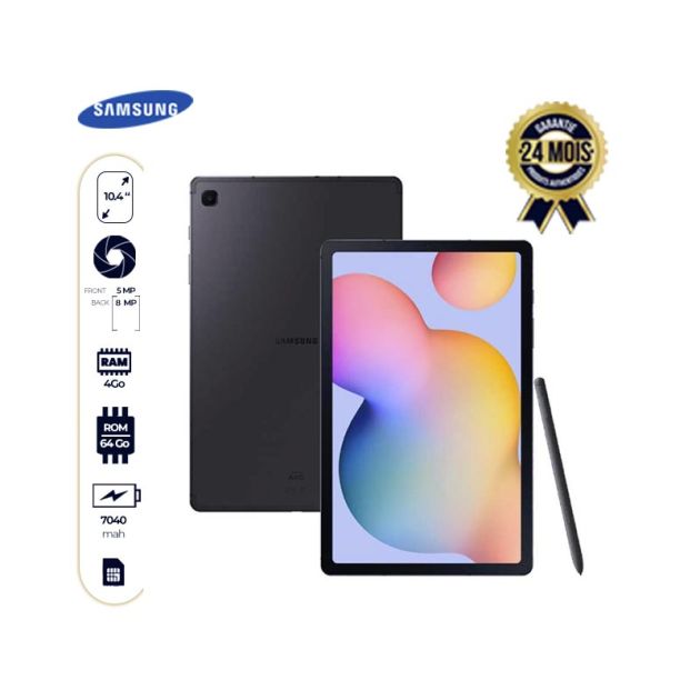 Tablette Samsung Galaxy Tab S6 Lite - 10.4" - 64Go - 4Go RAM -7040Mah - 5MP/8MP - NanoSIM 4G (Livraison dans 2 à 5 jours)