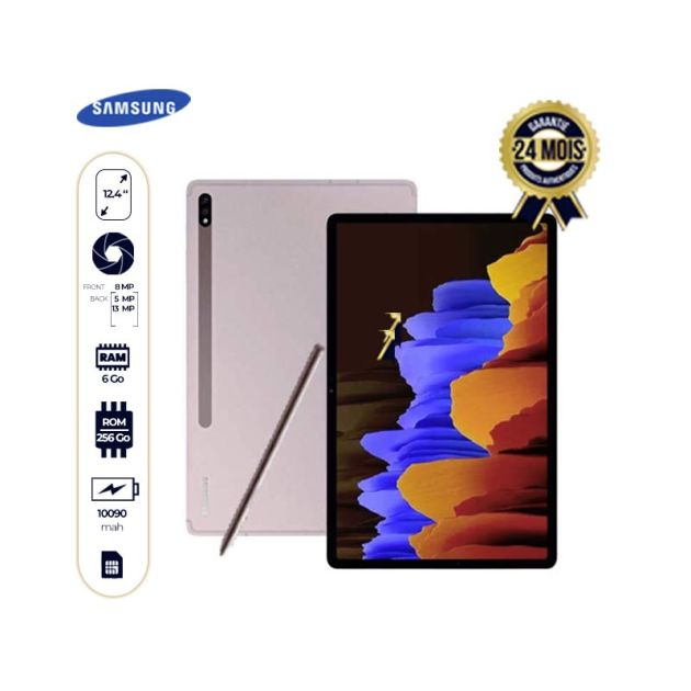 Samsung Galaxy Tab S7 Plus - 12.4" - 256Go/6Go RAM - (13MP+5MP)/8MP 4K - 10090mAh - 24 Mois - (Livraison de 2 à 5 jours)