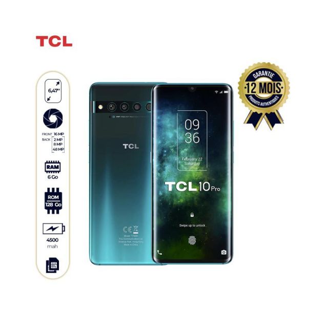 Smartphone TCL 10 PLUS - 128Gb Rom/ 6Gb Ram -  48MP+8MP+2mp+MP/16MP - 4500mah -12 Mois