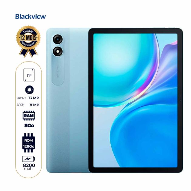 Tablette Blackview Tab 90 - Avec Wifi uniquement - 128 Go - 8 Go Ram - 13 Mp / 8 Mp - 11" - 8200 mAh - Garantie 12 mois