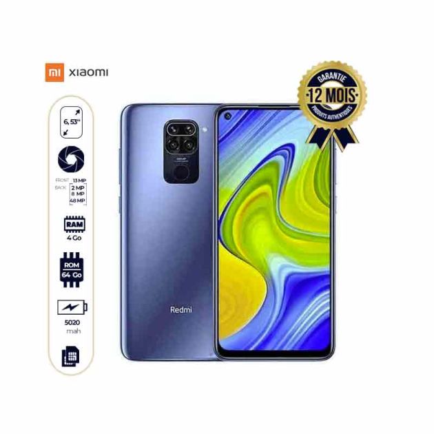 Xiaomi Redmi Note 9 - 6,53 pouces - 64Go/4Go - 48MP+8MP+2MP+2MP/13MP - 5020 mAh - Version Indienne  - 12 mois garantie