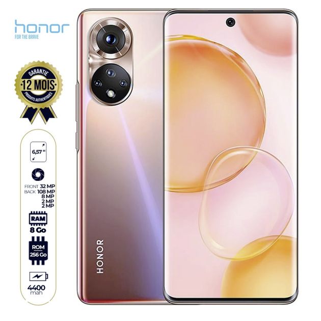 HONOR 50 5G - 6.57 " Incurvé - 256 Go/8Go RAM - 2 SIM - 108MP/32MP - 4400 mAh - Garantie 12 mois