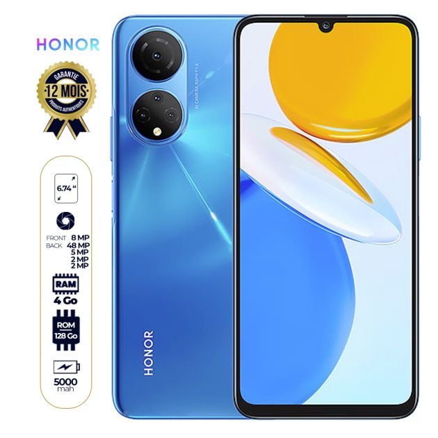 Honor X7 - 6.74 " - 128 Go - 4Go Ram - 2 Sim - 48MP/8MP - 5000mAh - 12 mois de garantie