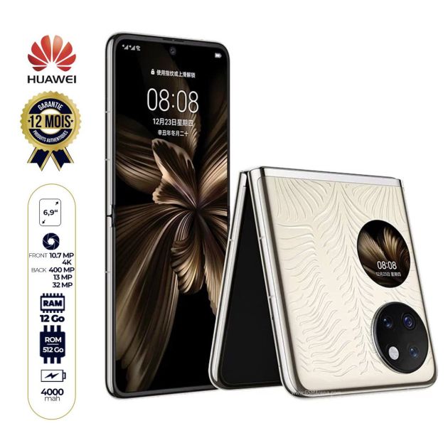 Huawei P50 Pocket - 6.9" - 512 Go/12Go - 2 Sim -  40MP+13MP+32MP+ 4K / 10.7MP 4K - 4000mAh - Garantie 12 Mois